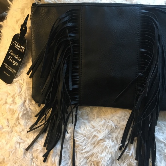 NWT Large black vegan leather makeup pouch - Picture 2 of 4